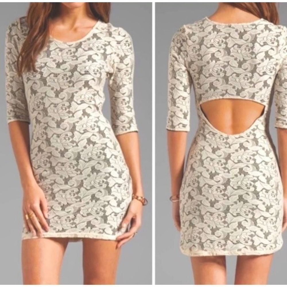 Lovers + Friends Revolve Women’s Sway Lace Bodycon Dress Cream Size‎ Small